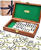 Jaques of London Luxury Dominoes - Double Six Dominoes Set in Handmade Mahogany Case