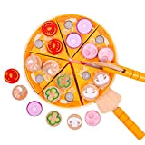 Jayehoze Giocattolo per pizza in legno, giocattolo alimentare Pretend Play, giocattolo per pizza in legno, giocattolo da cucina per bambini