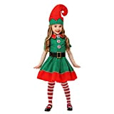 JEELINBORE Unisex Elfo di Natale Costume con Cappello Santa's Little Helper Costume da Elfo Natalizie Fancy Dress Cosplay Halloween (Femmina, ...