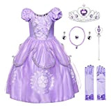 JerrisApparel Ragazze Costume da Principessa Sofia Compleanno Festa Vestito (3 Anni, Lilla con Accessori)
