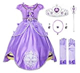 JerrisApparel Ragazze Costume da Principessa Sofia Compleanno Festa Vestito (5 Anni, Viola con Accessori)