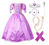 JerrisApparel Ragazze Vestito Abbigliamento Abito da Principessa Costume (130cm, Viola con Accessori)