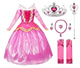 JerrisApparel Vestito Principessa Rosa Costume Vestito da Partito Ragazza Cerimonia (120cm, Rosa con Accessori)