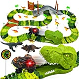 jerryvon Pista Macchinine Dinosauri Giocattolo per Bambini Giochi Bambini 2 3 4 Anni con 14 Dinosauro Giocattolo e LED Cars ...