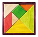 Jeujura JEUJURAJ22136 18 cm colorato Tangram Game in Vassoio di Legno
