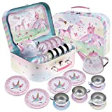 JewelKeeper - Set da tè per Bambini 15 Pezzi E Custodia per Il Trasporto - Design Party Unicorno