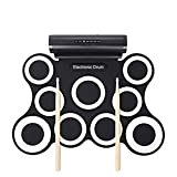 JHKJ Electronic Drum Set, Portable Drum Pad, 9 Roll Up Drum Pad - con Bacchette Pedali - per I Bambini, ...