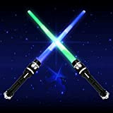 JIASHA Spada Laser Giocattolo, 2 Pezzi Spade Laser Telescopiche Spade Laser per Bambini Lightsaber Light Up Toy Soundfont di Battaglia ...