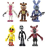 Jiumaocleu FNAF Figures 6 pezzi/set Freddy/Bonnie/Foxy/Sister Location Horror Action Figures Cake Toppers Giunti mobili per Bambini Compleanno Halloween