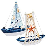 JJQHYC 2 pezzi decorazione barca a vela barca in legno barca marittima piccole barche ornamenti nautico vela barca modello barca ...