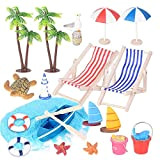JNCH 20pz Miniature Spiaggia Micro Paessaggio Miniature Giocattoli Giardino Accessori Decorazioni Fai da Te Mini Ombrello Parasole Palma Cocco Sedia ...