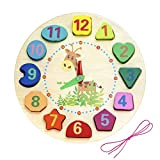 Johotone Puzzle di Legno Orologio in Legno Giocattoli Orologio Educative con Corda e Numeri e Forme per Bambini 3 4 ...