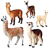 JOKFEICE Figure di Animali 5 PCS Realistico Plastica Alpaca Famiglia Action Modello di Progetto di Scienza, di Apprendimento Giocattoli Educativi, ...