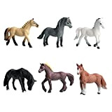 JOKFEICE Figure di Animali 6 PCS Realistico Pony di Plastica Famiglia Set Comprende Haflinger, Morgan Cavallo ECC. di Apprendimento Giocattoli ...