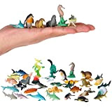 JOKFEICE Set di 36 figurine di animali marini realistici in plastica include balena blu, delfino ecc. progetto scientifico, apprendimento giocattoli ...