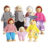 Jooheli Bambole Famiglia, Set di 8 Famiglia di Bambole di Legno, Casa Delle Bambole Persone Famiglia, Felice Famiglia di Bambole ...