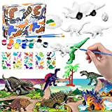 JORAKI Dinosauri Giocattolo Kit Pittura Bambini, 32 Pezzi Lavoretti Creativi Bambini con 4 Dinosauri Macchinine e 6 3D Figure di ...