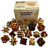 Joyeee 18 Pezzi Legno Rompicapo Torsione Cube Puzzle Game 3D - Gioco di Mente Cubo
