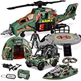 JOYIN 10-in-1 Jumbo Militare Giocattolo Elicottero da Combattimento Set con Giocattoli di Veicoli Militari e Figure di Azione Militari, per ...