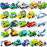 JOYIN 25 pezzi macchinine giocattolo auto e camion per bambini e ragazzi Set di gioco per veicoli Tirare indietro veicoli