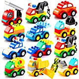 JOYIN 80 pezzi Building Block Macchinine giocattolo fai da te Set mattoncini da costruzione Veicoli diversi e carini per bambini