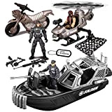 JOYIN 9 pezzi Set giocattoli combat boat e veicoli militari con barca militare realistica mini elicottero moto soldati giocattoli figure ...