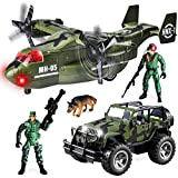 JOYIN Set giocattoli veicoli militari di Aereo trasporto e Camion militare a frizione con luci e suoni Figure di azione ...