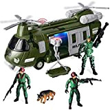 JOYIN Set giocattoli veicoli militari di Elicottero trasporto a frizione con luci e suoni Figure d'azione da collezione soldati per ...