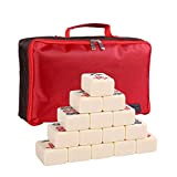 JRZTC Set di Giochi Mahjong Mahjong, Pezzi di Gioco Non Standard Realizzati in Imitazione di Avorio Bianco, 4 Dadi e ...