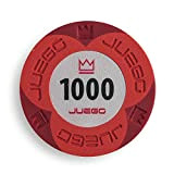Juego Poker Chips/Fiches Embossed con valore 1000, Gioco da Tavolo, Gioco di Società, Rosso