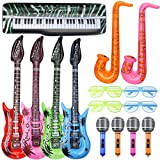 Jumbo Rock Star, set di giocattoli gonfiabili, 2 chitarre, 4 sassofoni, 4 microfoni, palloncini musicali, accessori per feste, accessori