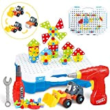 JUNRUI Giochi Montessori Mosaico Giocattolo Puzzle 3D, Giocattoli Costruzione Montessori per Bambini 3 4 5 6 Anni, Veicolo da Costruzione ...