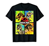 Jurassic Park Four Different Dinosaur Faces Maglietta
