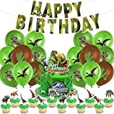Jurassic World Compleanno Decorazioni 32 pcs,Palloncini di Dinosauro,Striscione di Compleanno,Decorazione Torte Jurassic World,Dinosauro Festa Decorazioni,Festa di Compleanno per Bambini