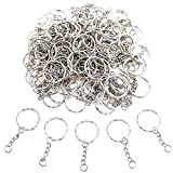 JZK 100 x Portachiavi anello cerchio 25mm con catena in metallo con anellini aperti per porta chiavi mestieri lavori di ...