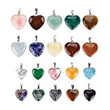 JZK, 20 ciondoli a forma di cuore in pietra per collane, bracciali, collane in cristallo di vetro, ciondoli a forma ...