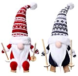 KAHEIGN 2 Pezzi Gnomi dello Sci di Natale, Bambola di Peluche Gonk Fatta a Mano Gnomi Svedesi Tomte Elfo Nano ...