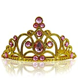 Katara 1682 - Diadema Corona Pietre Coroncina Tiara Principessa Bambine Halloween Carnevale - Oro/Rosa Chiaro
