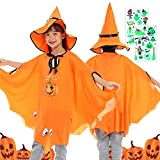 KDUH Costumi Halloween Strega Zucca Costume 1 Pezzo e 2 Adesivi Fluorescenti Un Totale 3 Set Costume Zucca Bambini Mantello ...