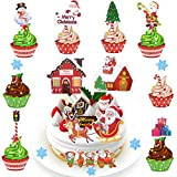 KEELYY 52 Pcs Decorazioni Natalizie per Cupcake, Stuzzicadenti Decorativi per Feste di Natalizi, Fiocco di Neve Topper per Torte Cupcake ...