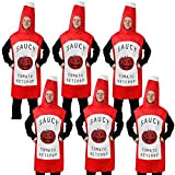 Ketchup - Costume da ketchup, in feltro, con foro per il viso e stampa impertinente, confezione da 6 pezzi, colore: ...