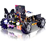 KEYESTUDIO BBC Microbit 4WD Robot Car Kit con Microbit V2.2, Novel Rugged Car for Micro bit Graphical Makecode Python Programming, ...