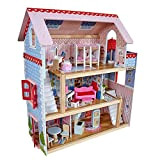 KidKraft 65054 Casa delle Bambole in Legno Chelsea Doll Cottage per Bambole di 12 cm con 17 Accessori Inclusi e ...