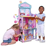 KidKraft-Castello candito Casa Legno, Set da Gioco a 3 Piani per Bambole da 30 cm, Colore Rosa, 706943202777