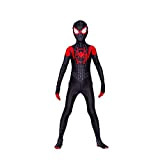 Kids & adults Spiderman Body Miles Morales Maschera Costumi Cosplay Performance Tuta Zentai Stampato 3D Super Heros Collant Onesies,L/130
