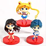 KIJIGHG 3 Pezzi Sailor Moon Action Figure Sailor Mercury Mars Princess Anime Figure Action Figures Anime Character Model 7cm