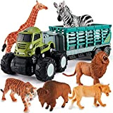 kimonca Camion Trasportatore Giocattoli Figure Animali Giungla con Tigre Giraffa Elefante Regalo per 3 4 5 Anni Bambini