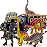 kimonca Dinosauri Macchinine Camion Trasportatore Giocattoli Animali Figurine con Stegosauro Brachiosauro Regalo per 3 4 5 Anni Bambini