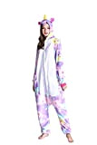 Kimpola Pigiama Unicorno Unisex Adulti Bambino Flanella Cappuccio Pigiama Tuta Intera Onesie Stitch Sleepwear Anime Costume per Compleanno Carnevale Cosplay ...