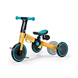 Kinderkraft Triciclo 3in1 4TRIKE, Mini bici, Carrello, Sella regolabile, Pieghevole, da 12 mesi a 5 anni, Giallo